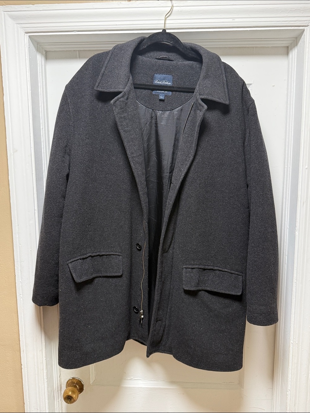 Brooks Brothers Charcoal 90% Wool 10% Cashmere Car Coat / Topcoat – L